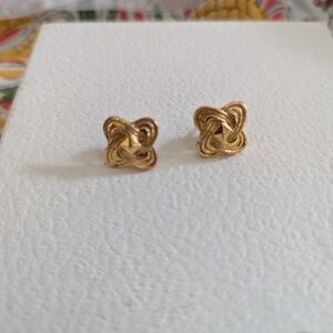 Elegant Gold Toned Knot Stud Earrings